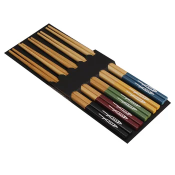 5 Пар Бамбуковых палочек для еды ручной работы, Японский стиль, Натуральное дерево, Кошачий Цветочный Принт, Многоцветные Деревянные палочки для еды, Инструменты для суши