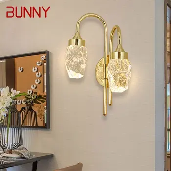 Современный настенный светильник BUNNY, хрустальное бра, светодиодный настенный светильник для помещений, Золотые Роскошные украшения для спальни, гостиной, офиса