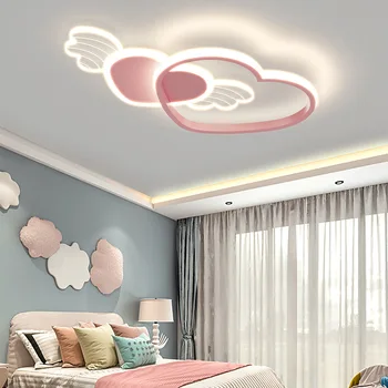 Потолочный светильник в скандинавском стиле для детской комнаты, кольцевой светильник Love Light, современный простой светильник для комнаты принцессы, теплый креативный потолочный светильник для спальни